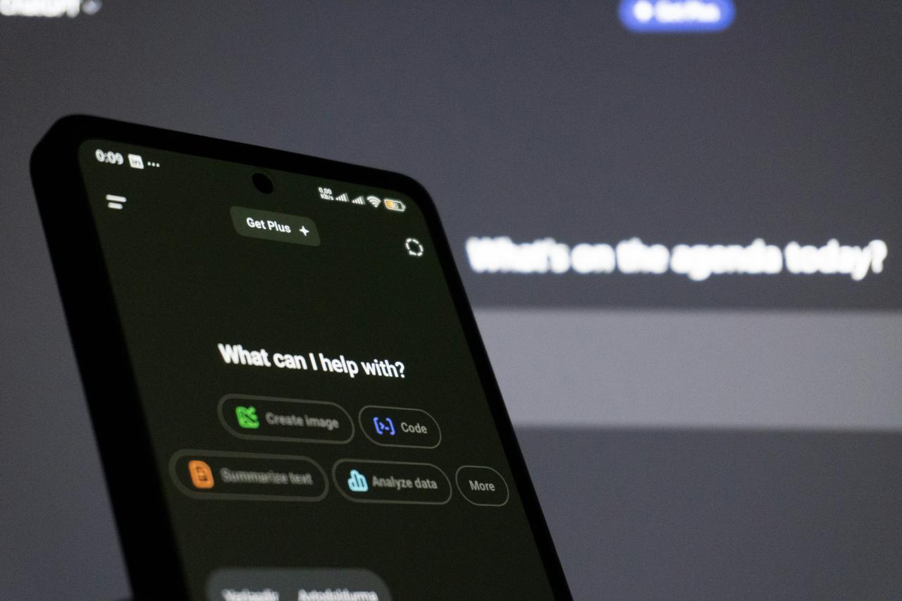 Smartphone screen displaying ai assistant interface.